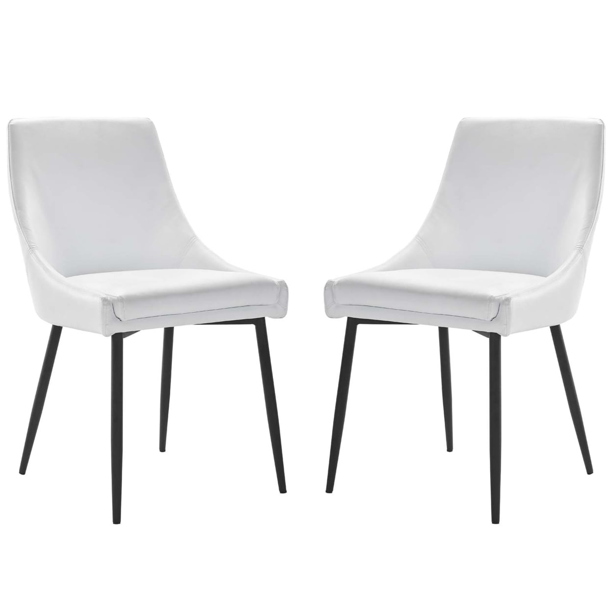Modway Viscount 19" Modern Faux Leather Dining Chairs in Black/White (Set of 2)