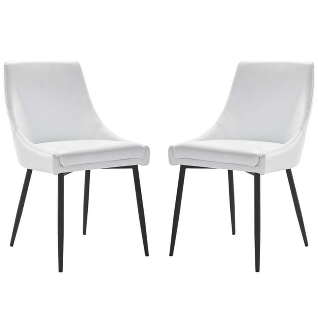 Modway Viscount 19" Modern Faux Leather Dining Chairs in Black/White (Set of 2)