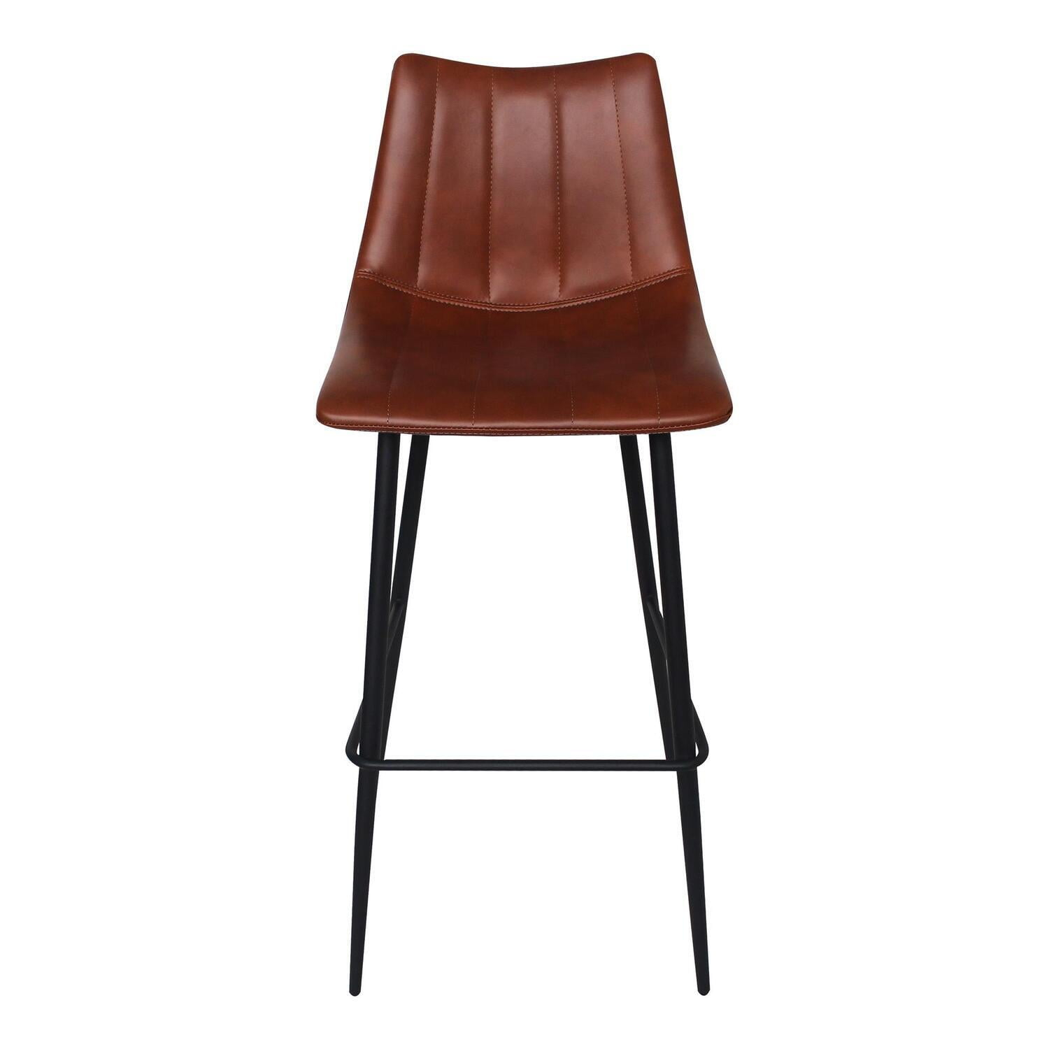 Moe's Home Collection Alibi 30" Faux Leather Bar Stools in Brown (Set of 2)