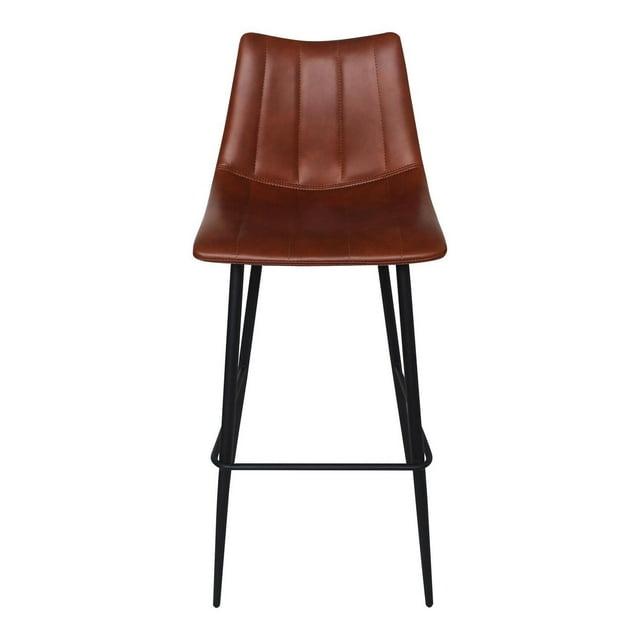 Moe's Home Collection Alibi 30" Faux Leather Bar Stools in Brown (Set of 2)