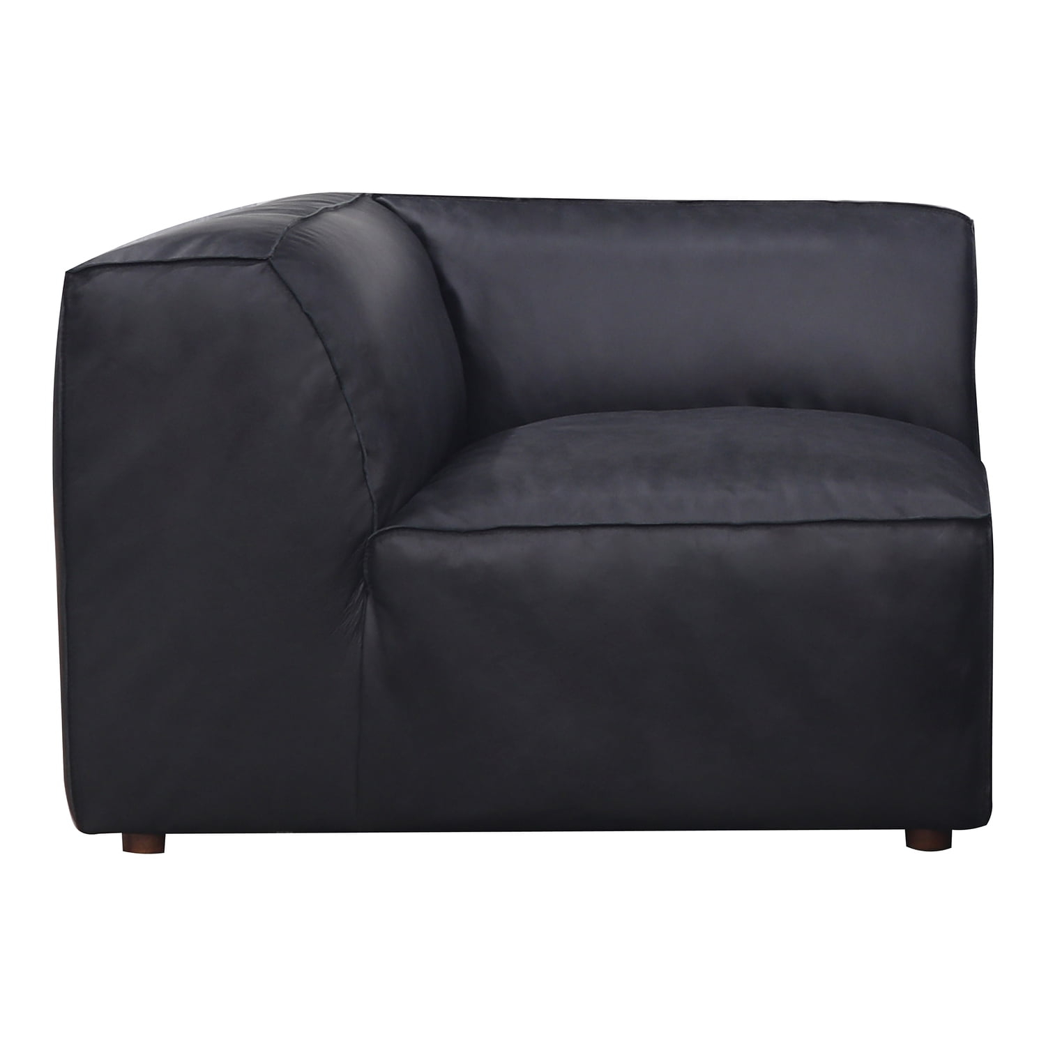 Moe's Home Collection Form Corner Chair Vantage Black Leather Leather