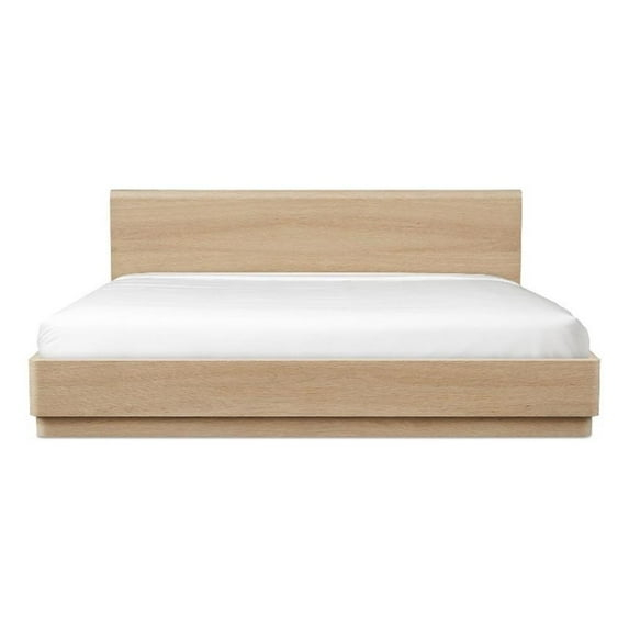 Rina Curved Oak Pedestal Bed