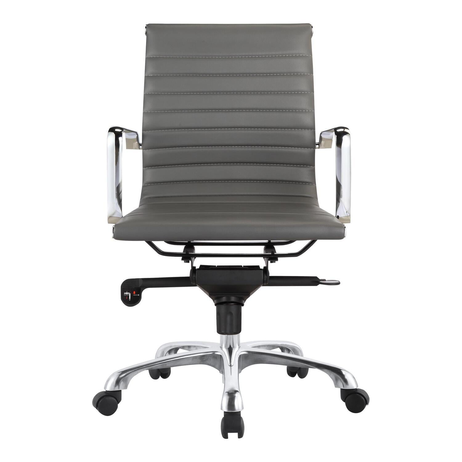 Moe's Home Collection Studio Office Chair Low Back Grey Vegan Leather