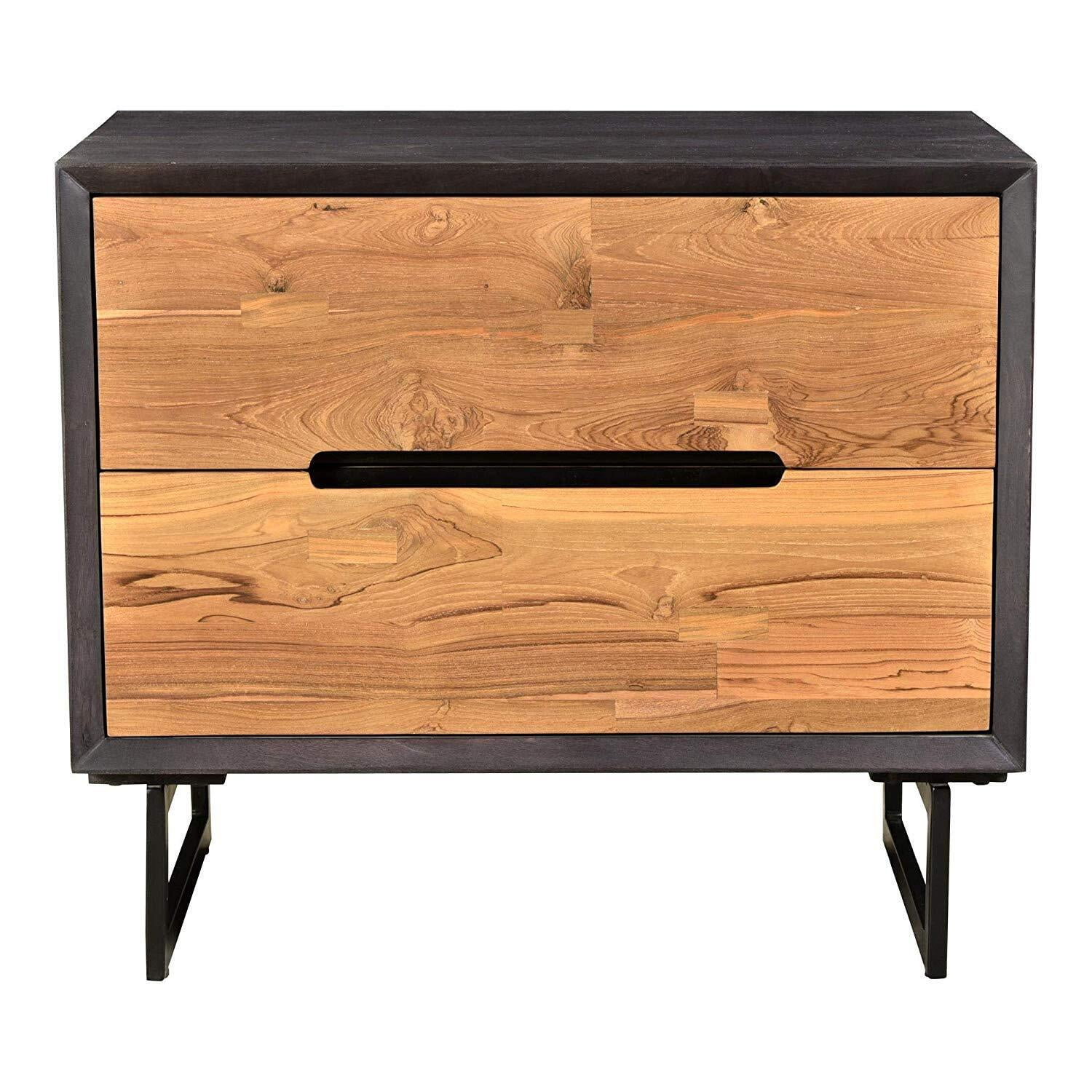 Moe's Home Collection Vienna 2-Drawer Wood Nightstand in Brown