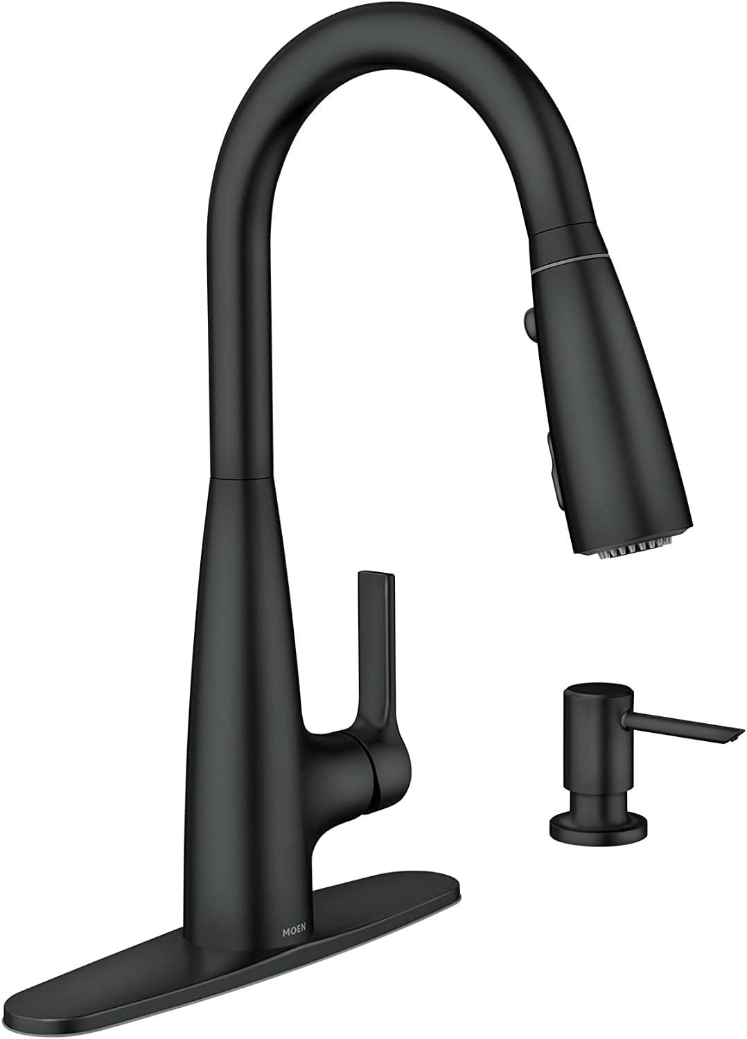 Moen 87627EIBL Haelyn Single-Handle Pull-Down Sprayer Kitchen Faucet with ColorCue Temperature Indicator, Matte Black