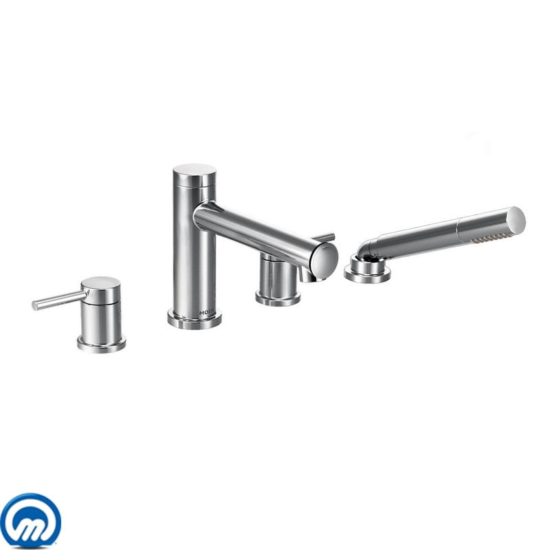 Align Double Handle Deck Mounted Roman Tub Faucet Trim with Diverter and Handshower