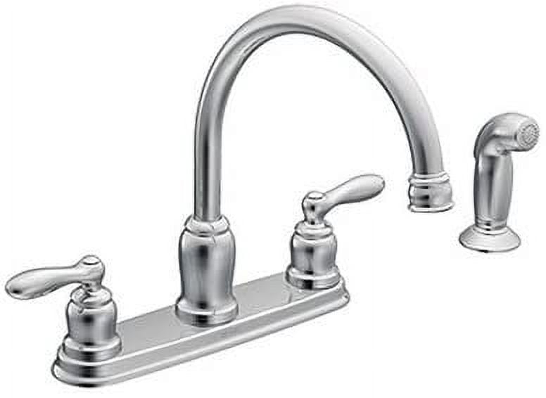 Moen Caldwell Two Handle Chrome Kitchen Faucet Side Sprayer Included