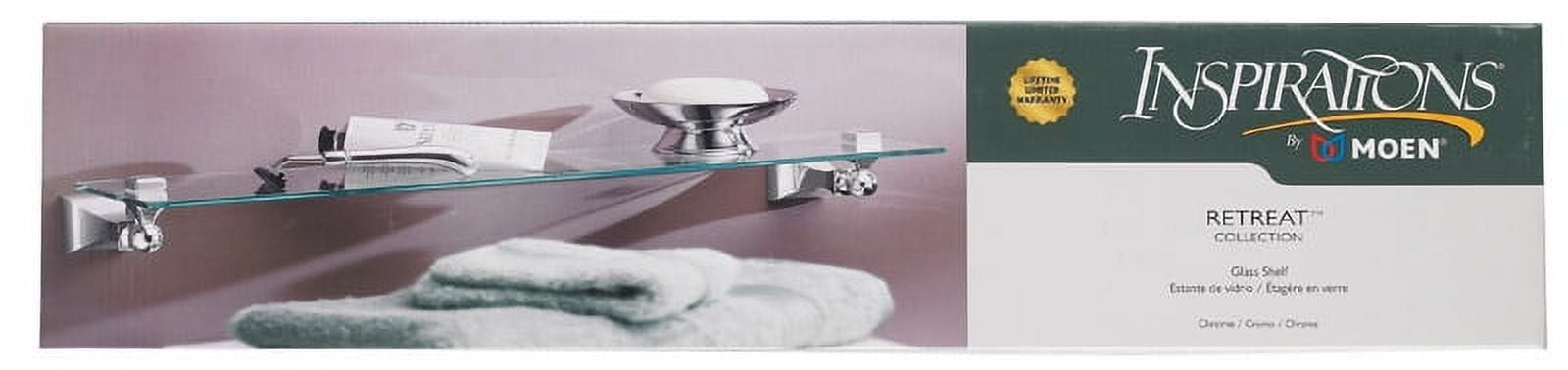 Moen Retreat Brushed Nickel Clear Towel Bar with Shelf Glass