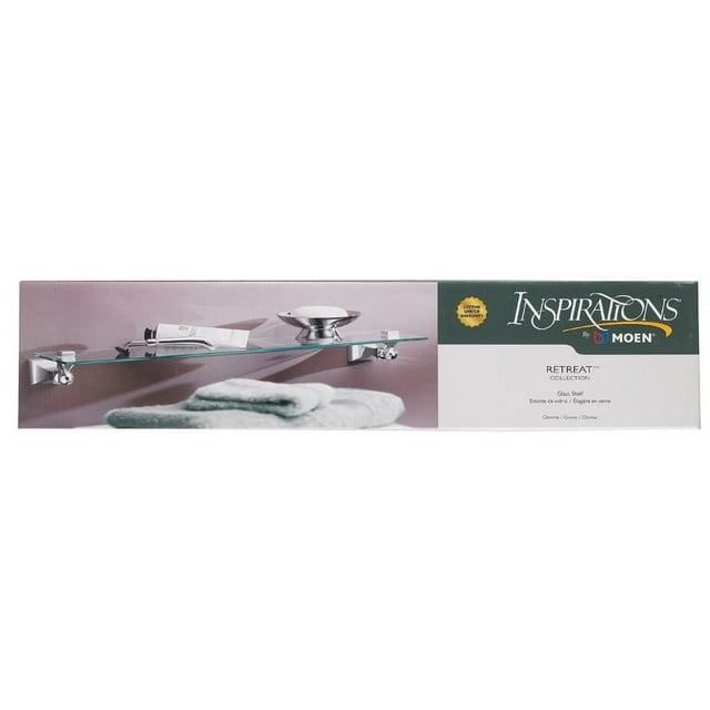 Moen Retreat Brushed Nickel Clear Towel Bar with Shelf Glass