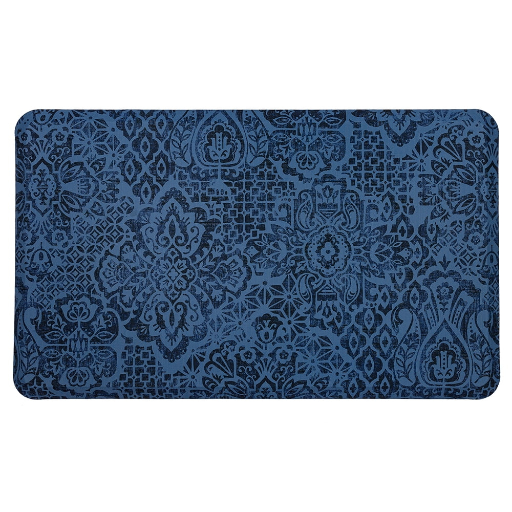 Mohawk Home Dri-Pro Cushion Kitchen Mat, Damask Nouveau, Blue, 1' 6" X 2' 6"