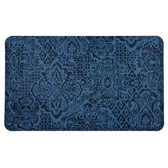Mohawk Home Dri-Pro Cushion Kitchen Mat, Damask Nouveau, Blue, 1' 6" X 2' 6"