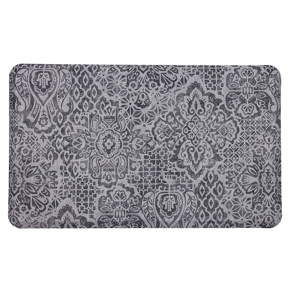 Mohawk Home Dri-Pro Cushion Kitchen Mat, Damask Nouveau, Grey, 1' 6" X 2' 6"