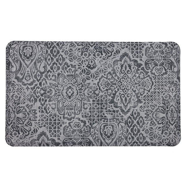 Mohawk Home Dri-Pro Cushion Kitchen Mat, Damask Nouveau, Grey, 1' 6" X 2' 6"