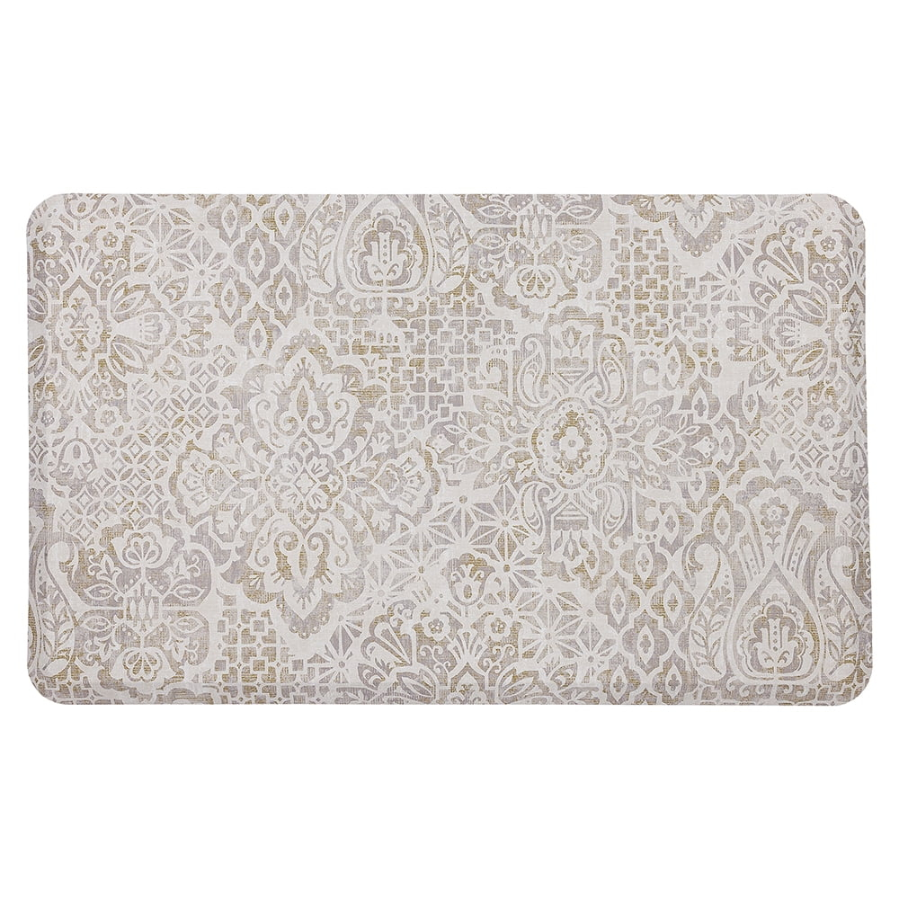 Mohawk Home Dri-Pro Cushion Kitchen Mat, Damask Nouveau, Tan, 1' 6" X 2' 6"