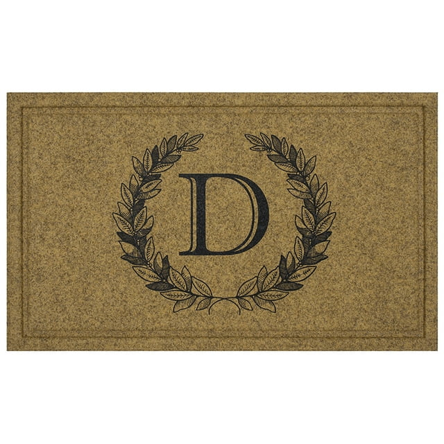 Mohawk Home Laurel Monogram D Low Pile Printed Faux Coir All Weather Eco Friendly Indoor/Outdoor Doormat, Natural, 2' X 3'