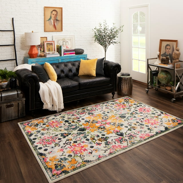 Mohawk Home Prismatic Sanborn Multi Transitional Ornamental Oriental Precision Printed Area Rug, 3'9"x5', Pink & Orange