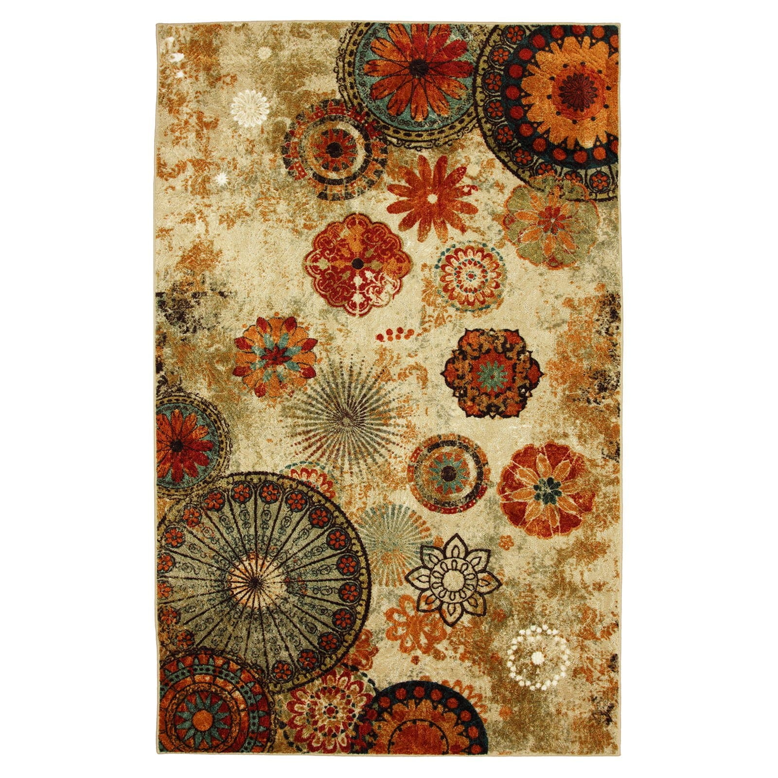 Mohawk Home Strata Caravan Medallion Multi Printed Area Rug, 7'6"x10', Tan & Orange