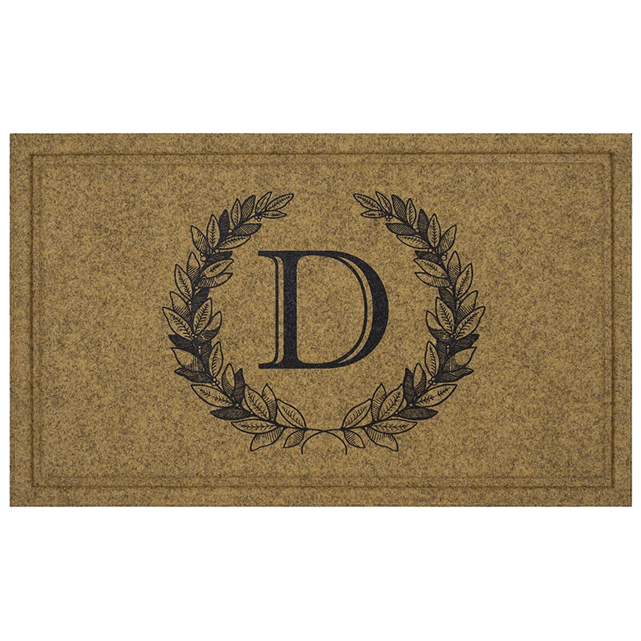 Mohawk Home Laurel Monogram D Low Pile Printed Faux Coir All Weather Eco Friendly Indoor/Outdoor Doormat, Natural, 2' X 3'