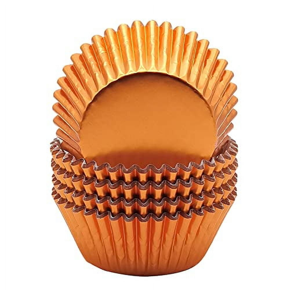 Mombake Standard Foil Orange Cupcake Liners Muffin Baking Cups for Party and More, 100-Count