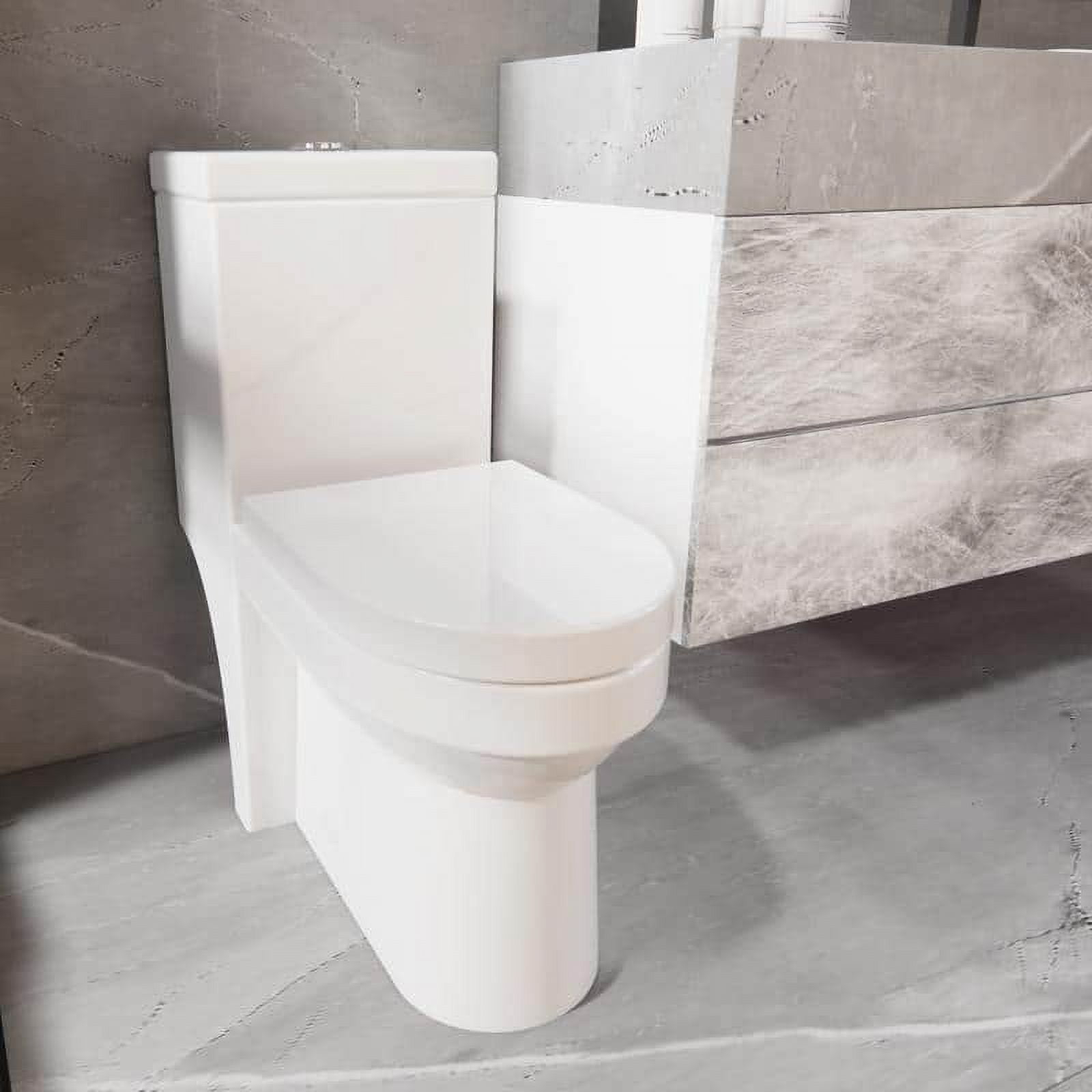 Momei One Piece Toilet,Floor-Discharge Dual Flush,Glossy White - 24.8x13x27.56
