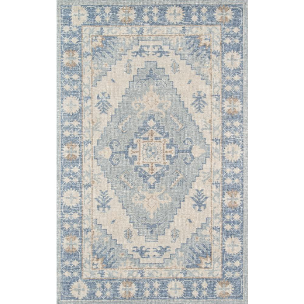 Momeni 6'6"x9' Anatolia Jaz Medallion Machine Loomed Area Rug Blue: Wool & Nylon, Low Pile, Classic Rectangle Design