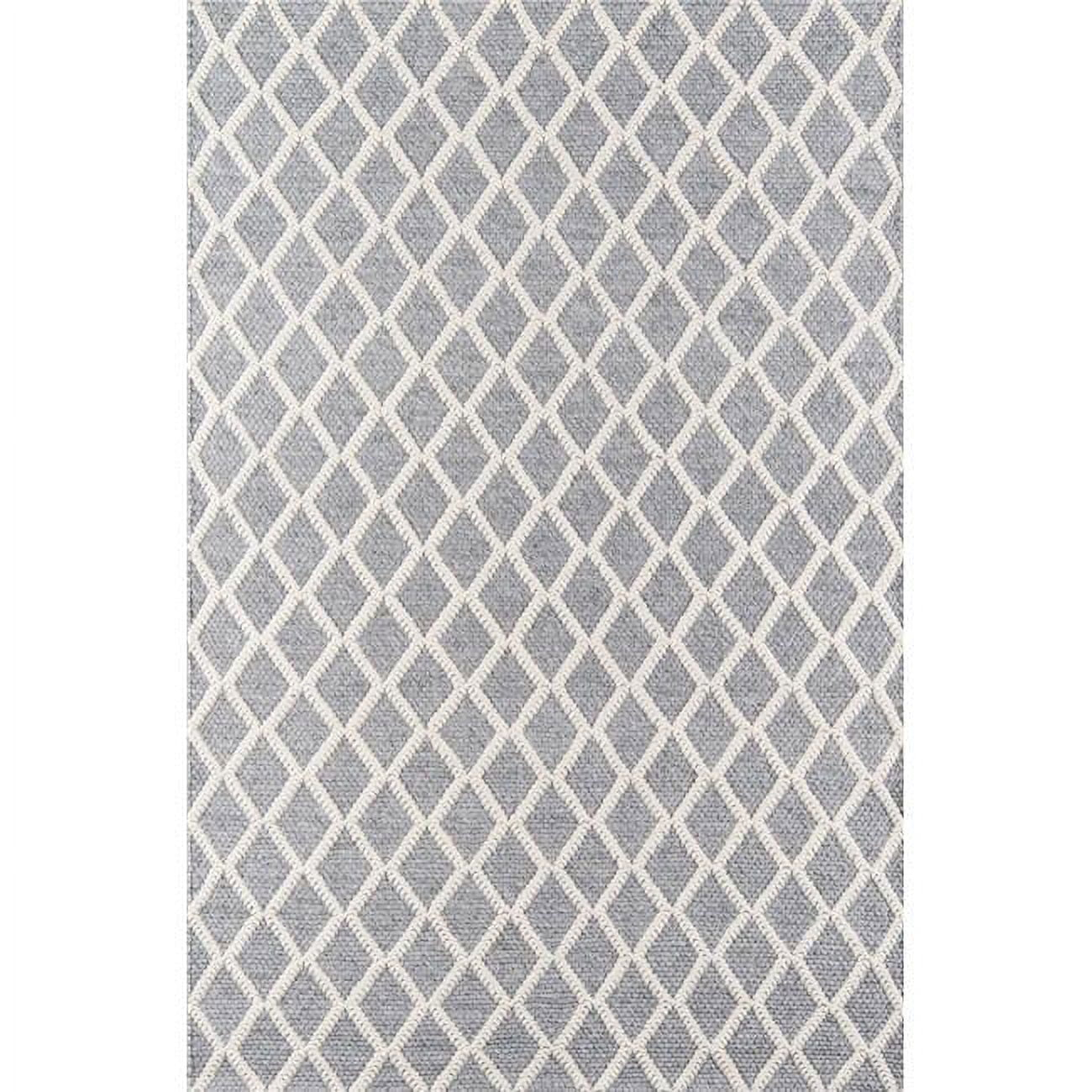 Momeni  Andes Hand-woven Wool and Viscose Trellis Area Rug Grey 3' x 5' Viscose,Wool Geometric,Trellis 3' x 5' Indoor Ivory Rectangle