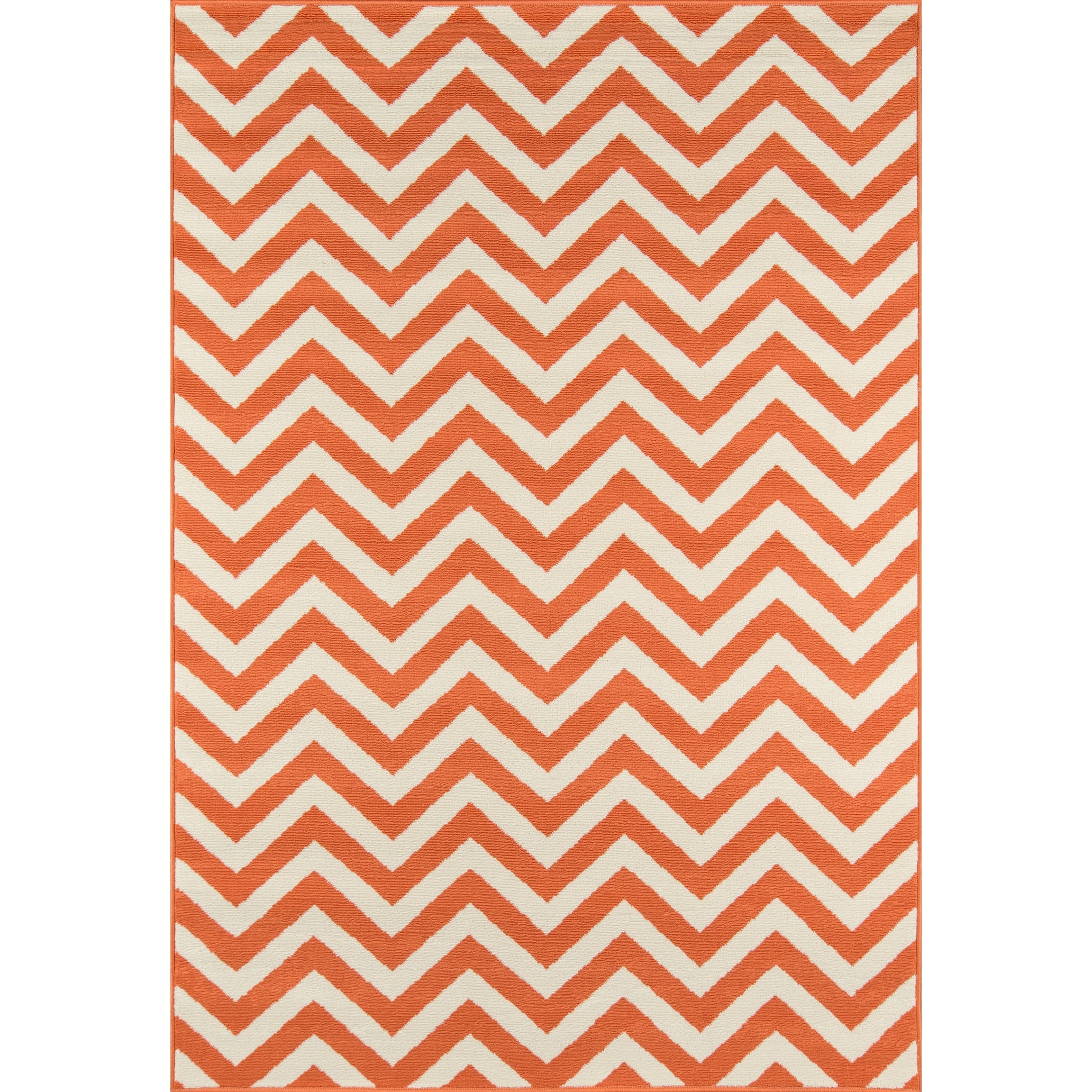Momeni  Baja Chevron Indoor Outdoor Rug Orange 2'3" x 4'6" Graphic, Geometric, Chevron 2' x 3' Accent, Outdoor, Indoor Entryway, Kitchen, Patio Ivory