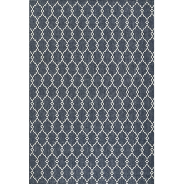 Momeni Baja Geometric Denim Indoor Outdoor Rug 6'7" X 9'6"