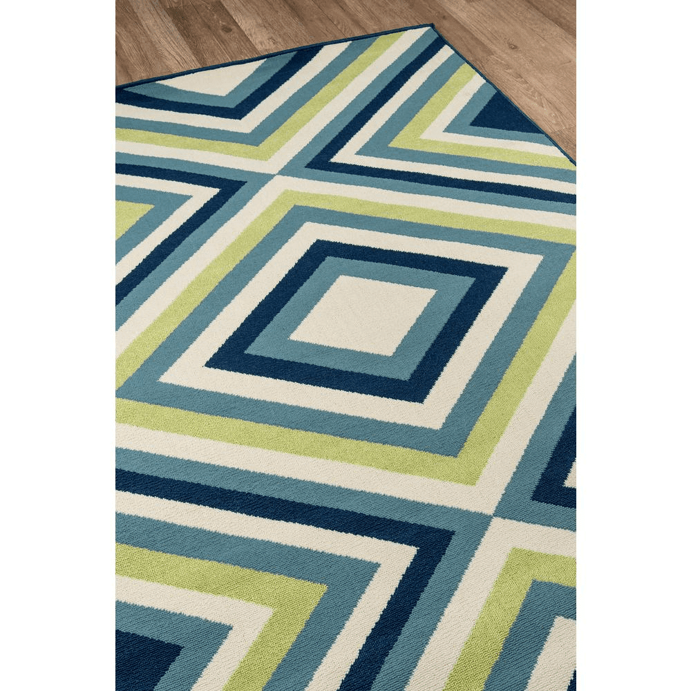 Momeni Baja Indoor/Outdoor Aztec and Geometric Modern Contemporary Area Rugs, Blue, 66" x 102"