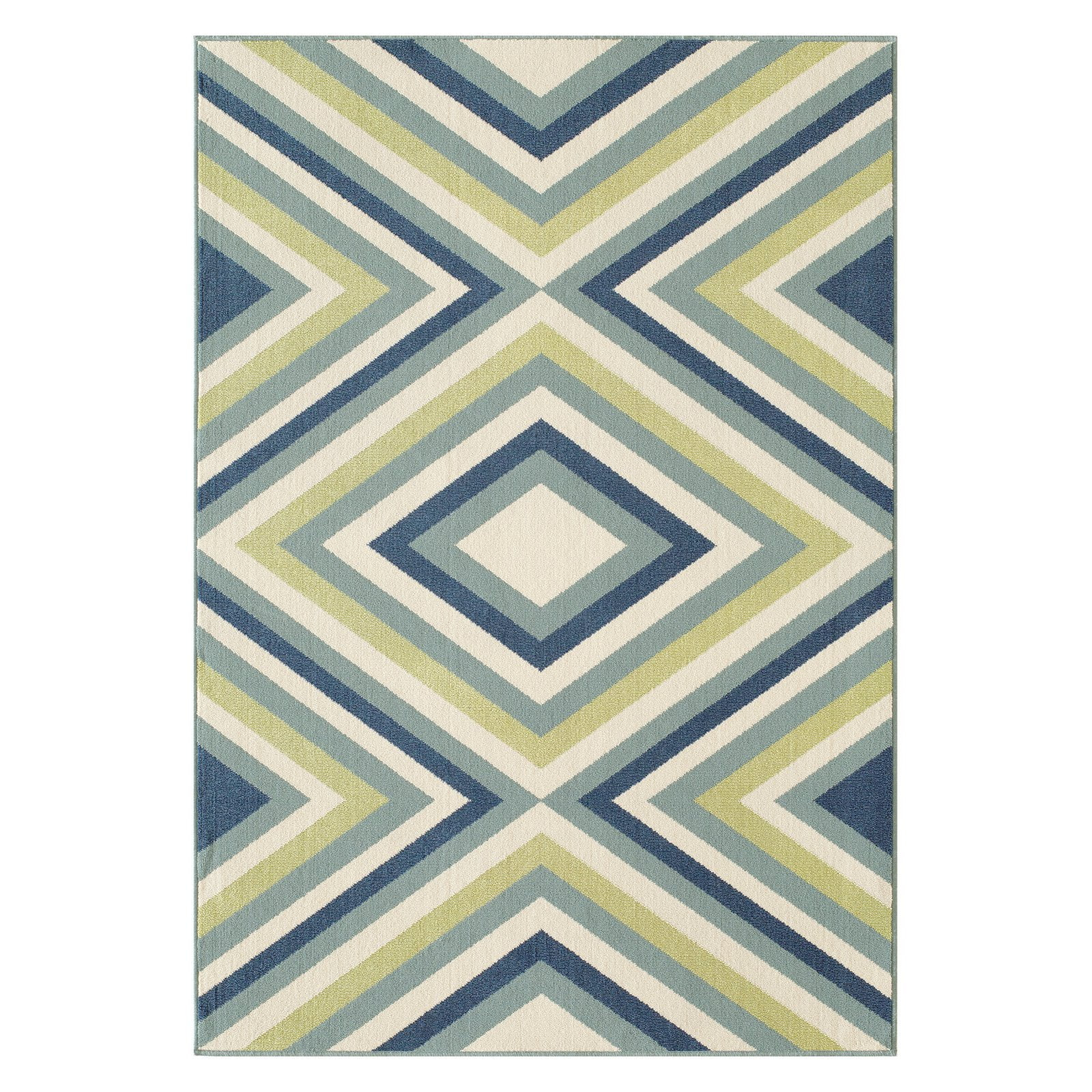 Momeni Baja Indoor/Outdoor Aztec and Geometric Modern Contemporary Area Rugs, Blue, 66" x 102"