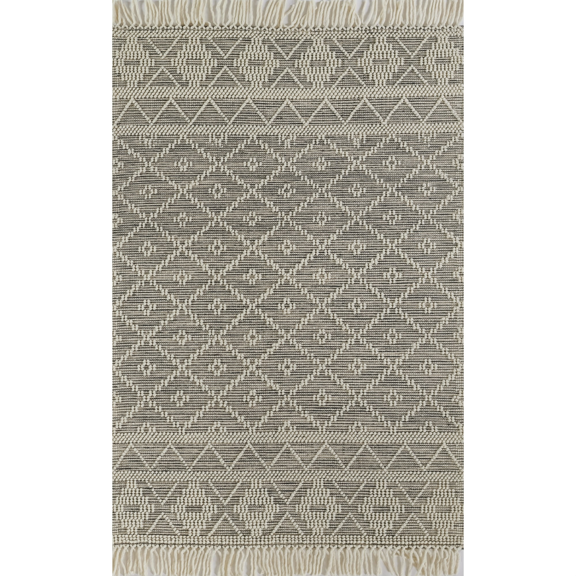 Momeni Boulder Hand Woven Wool and Cotton Geometric Charcoal Area Rug 2' X 3'