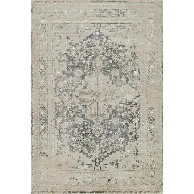 Momeni Cambridge Viscose and PES Medallion Charcoal Area Rug 2'2" X 3'11"
