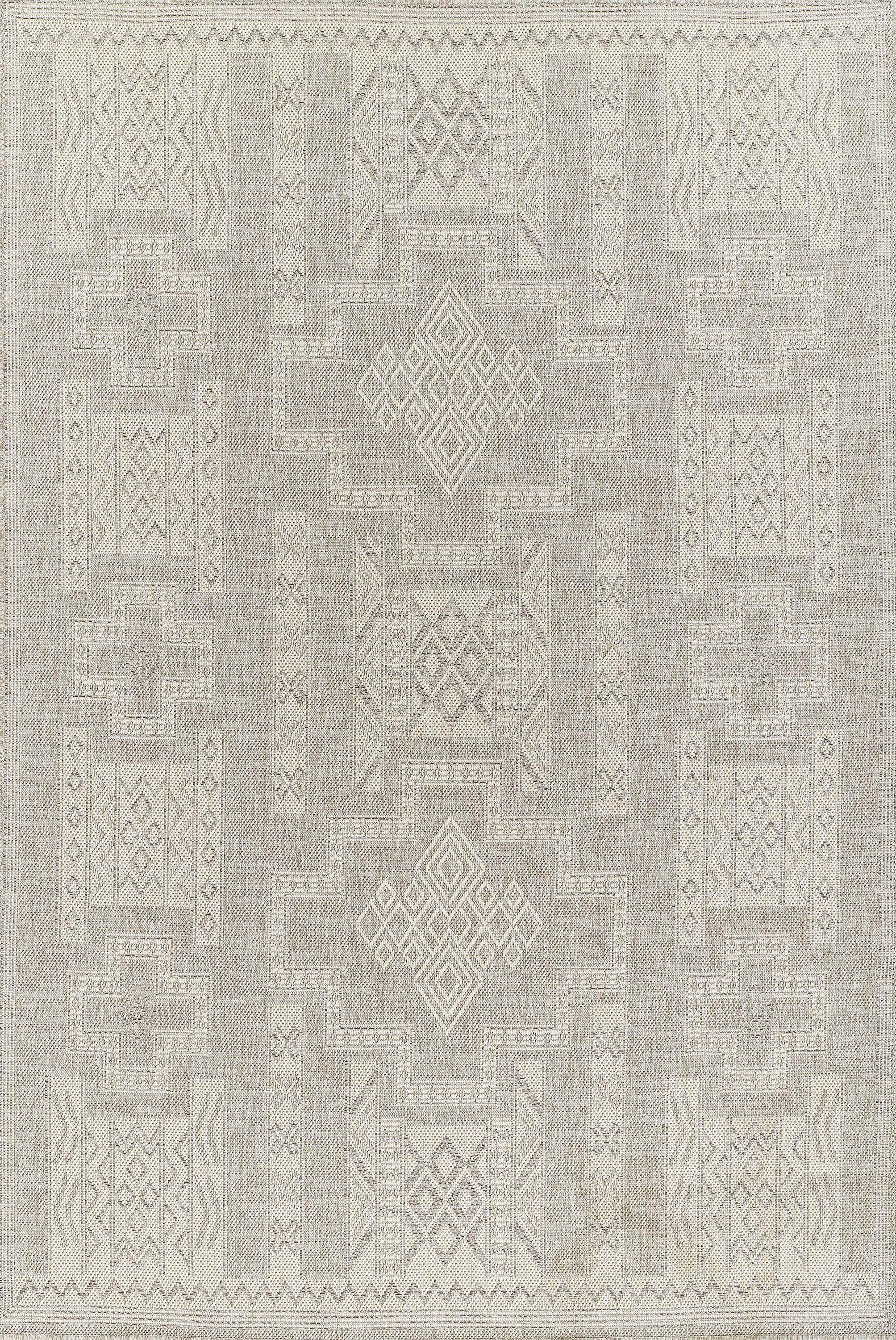 Momeni Hampton Geometric Grey Indoor Outdoor Rug 5'3" X 7'
