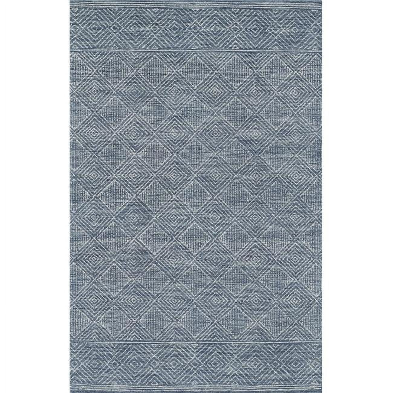 Momeni Mallorca Hand Hooked Wool Geometric Denim Area Rug 9' X 12'