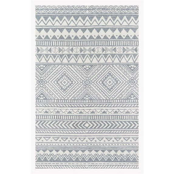 Momeni Mallorca Hand Hooked Wool Grey Area Rug 5' X 8'