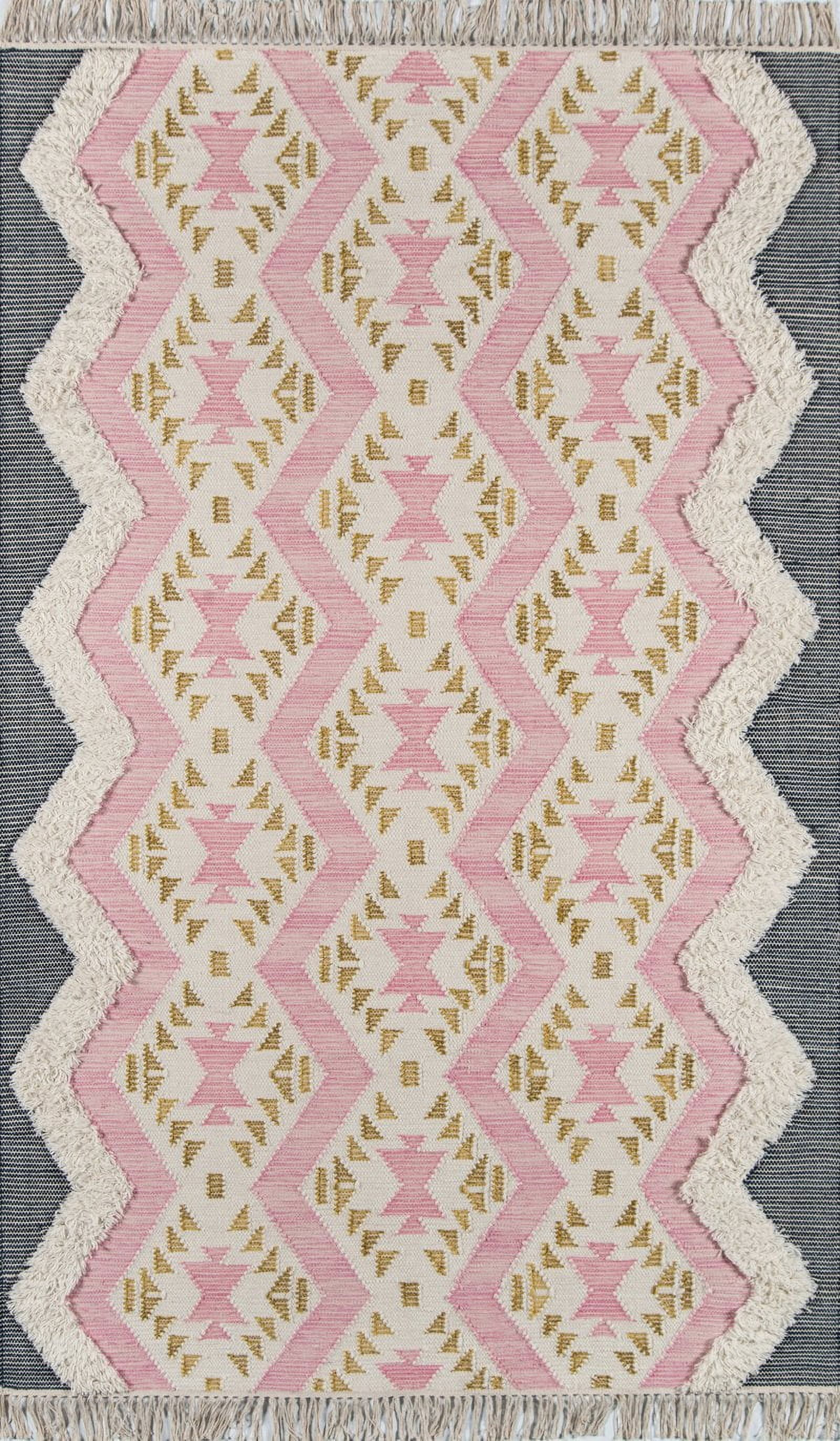 Momeni Novogratz by Momeni Indio Beverly Wool Hand Made Area Rug Pink 5' X 7'
