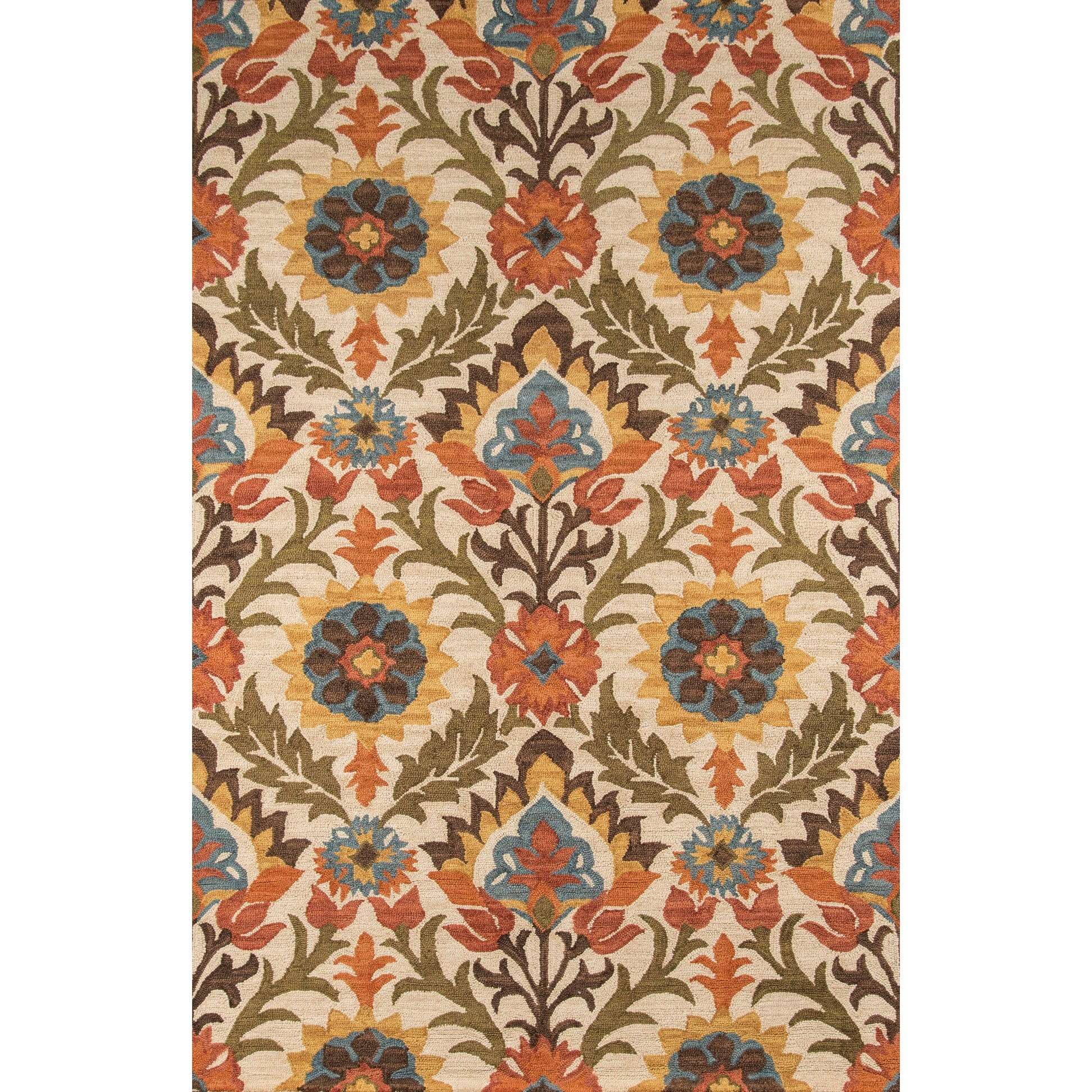Momeni  Tangier Hand-tufted Wool Floral Area Rug 5' x 8' Geometric 5' x 8' Indoor,Handmade Living Room,Bedroom,Dining Room Red Rectangle Transitional