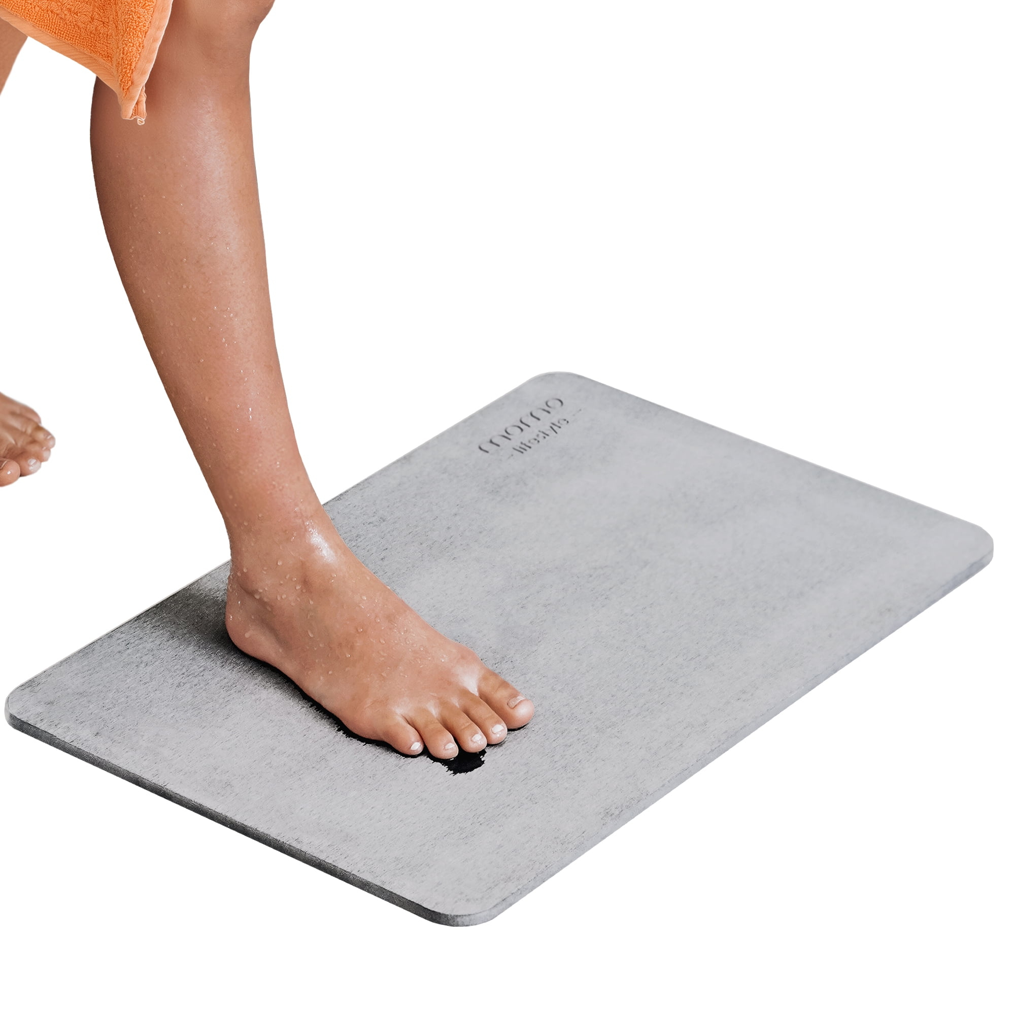 Momo Lifestyle Stone Bath Mat Drytomita 24" X 15" Linen Gray, Diatomaceous Earth, Non-Slip Super Absorbent Quick Drying Shower Mat Bathroom Accessory for Home Spa