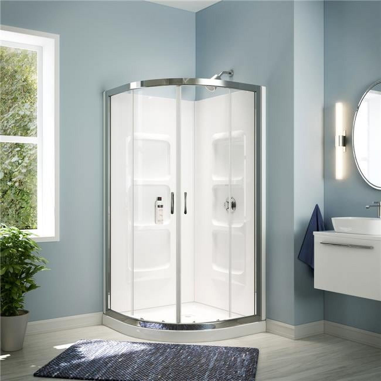 A&E Bath & Shower SK-NR38-KIT Mona Neo Round Shower Enclosure Kit with Acrylic Base & Walls
