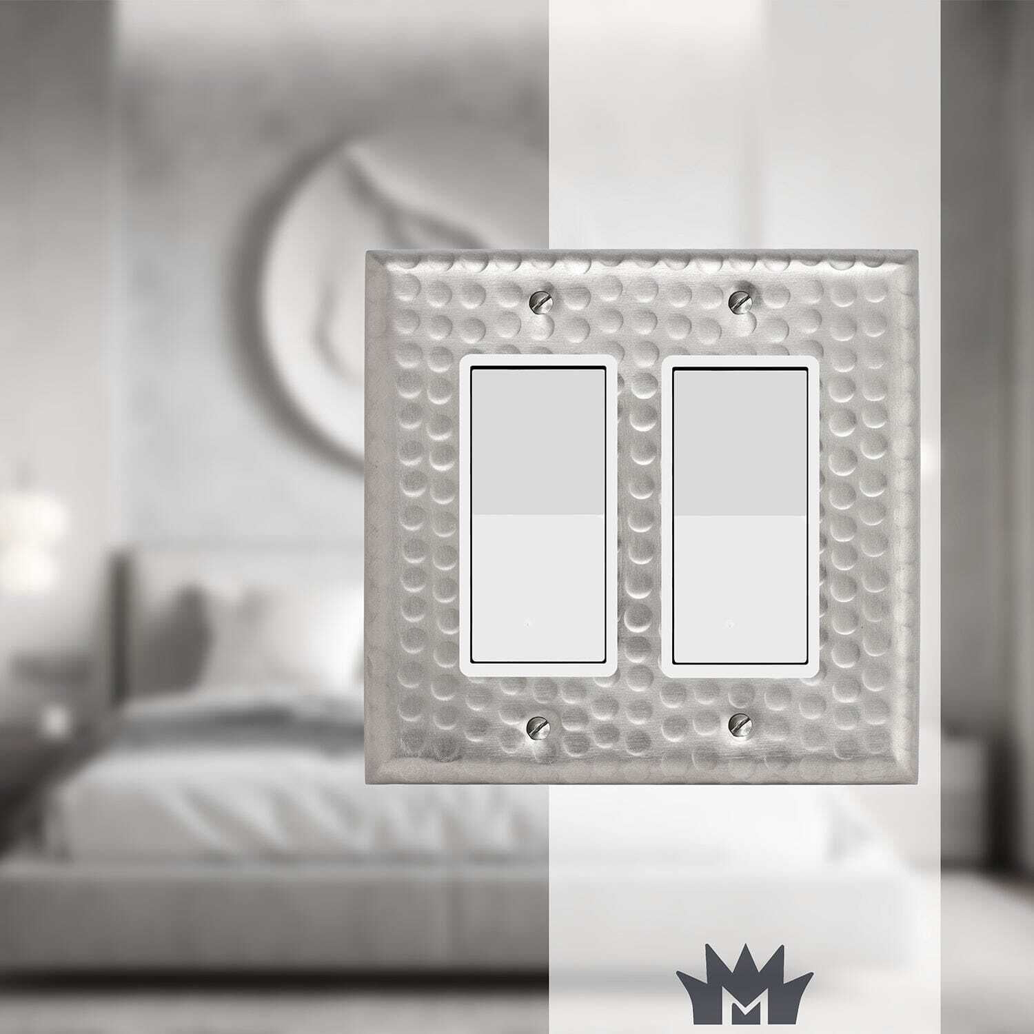 Hand Hammered 2 - Gang Rocker Standard Wall Plate
