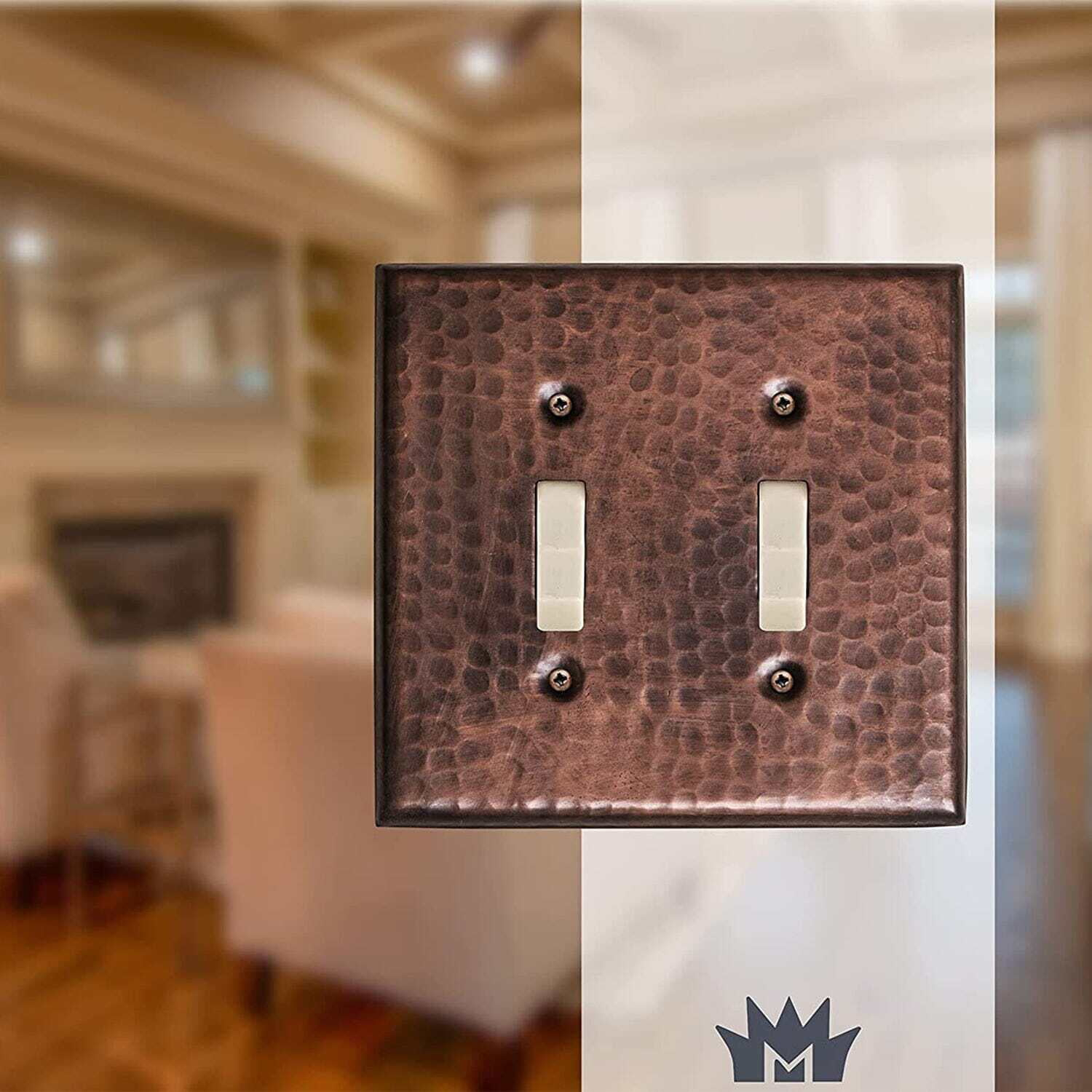 Hand Hammered 2 - Gang Toggle Light Switch Standard Wall Plate