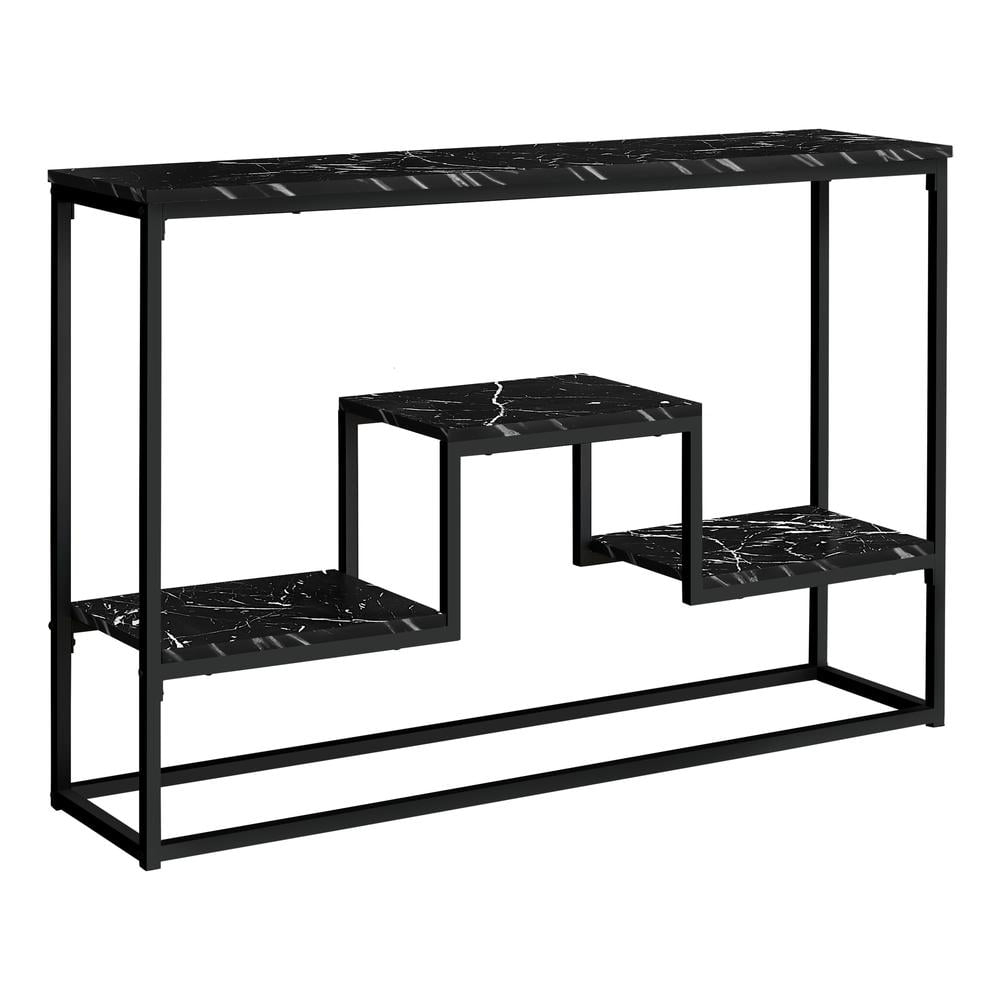 Monarch Specialties Accent Table, Console, Narrow, Sofa, Bedroom, Black Marble Look Laminate