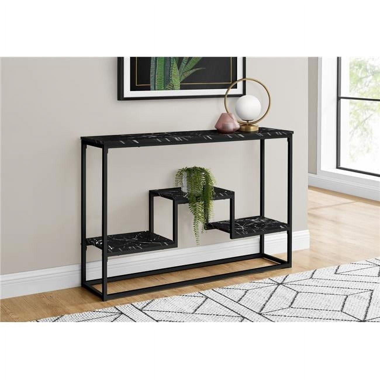 Monarch Specialties Accent Table, Console, Narrow, Sofa, Bedroom, Black Marble Look Laminate