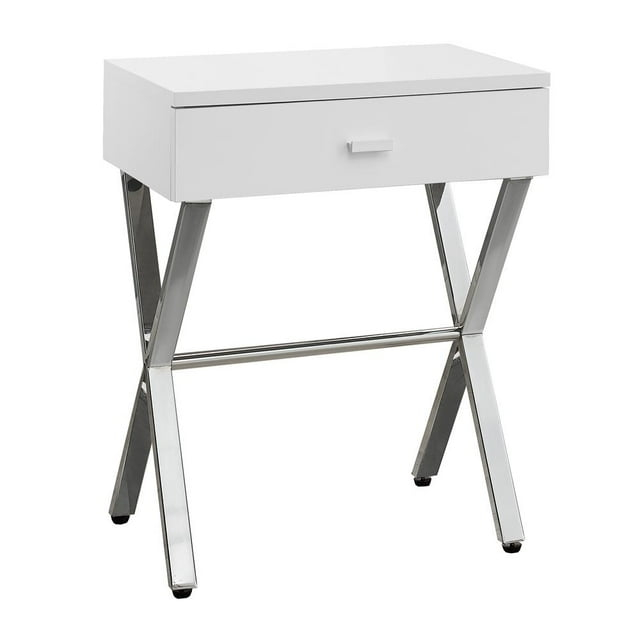 Monarch Specialties Accent Table, Side, End, Nightstand, Lamp, Bedroom, Glossy White Laminate