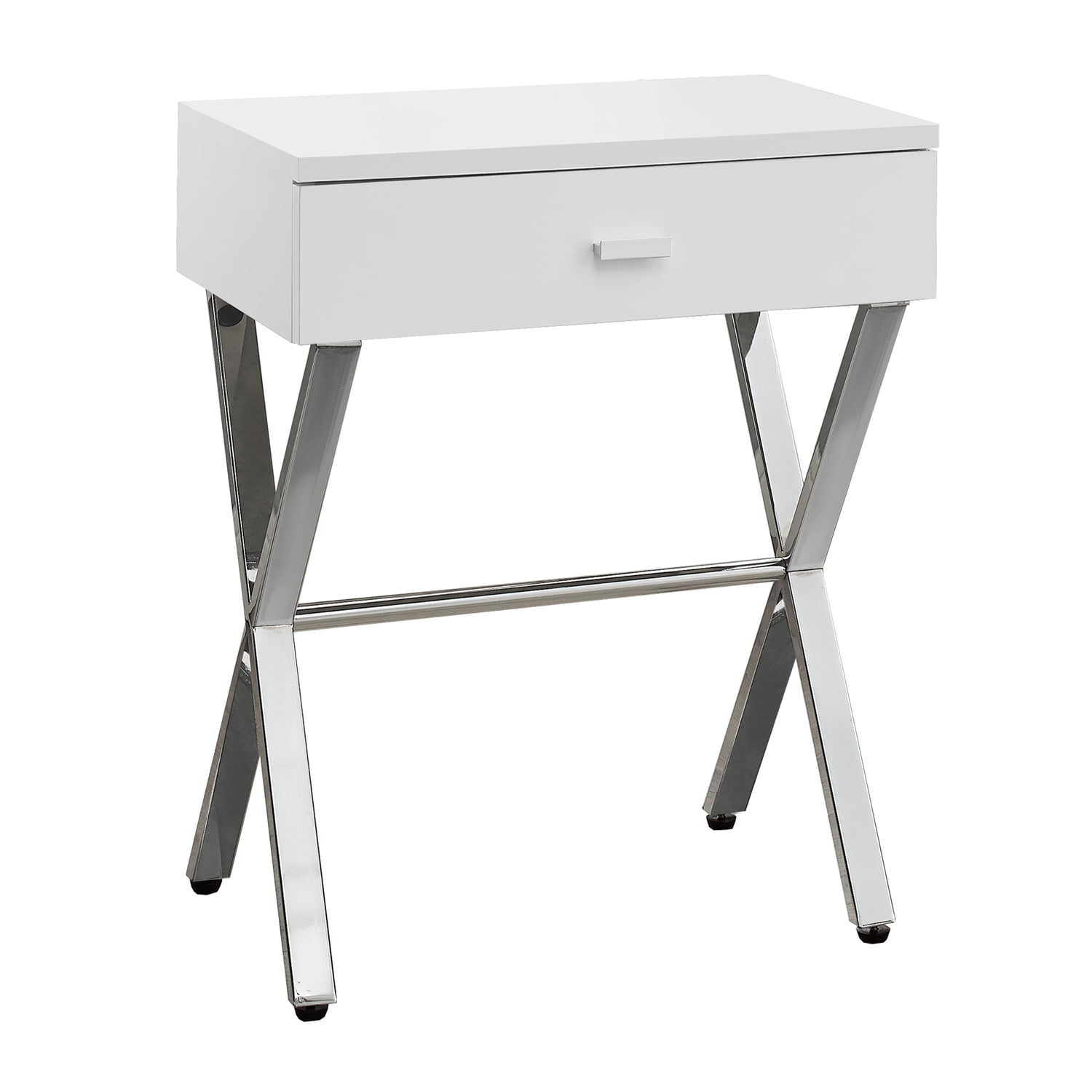 Monarch Specialties Accent Table, Side, End, Nightstand, Lamp, Bedroom, Glossy White Laminate