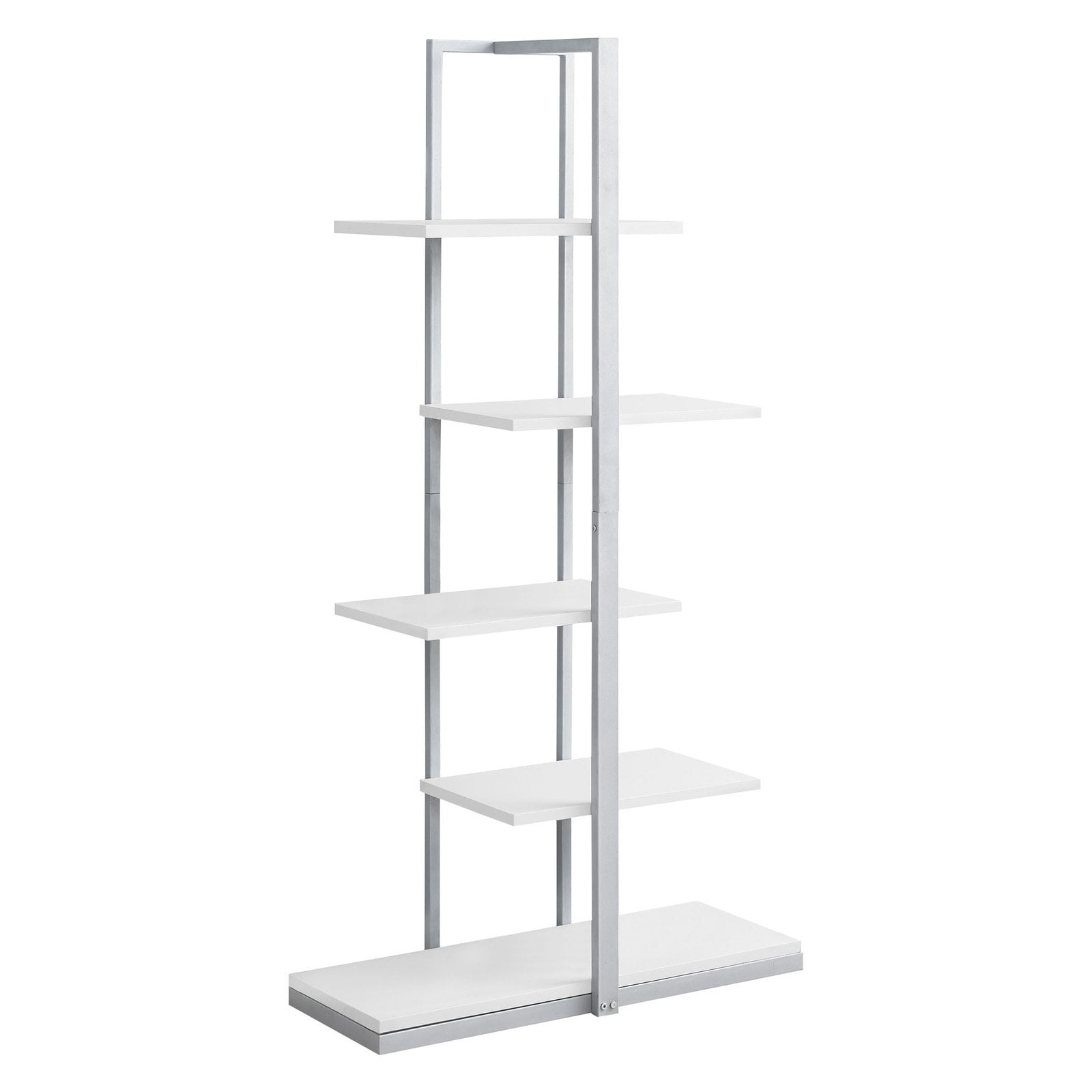 Monarch Specialties Bookshelf, Bookcase, Etagere, 5 Tier, 60"H, Office, Bedroom, White Laminate