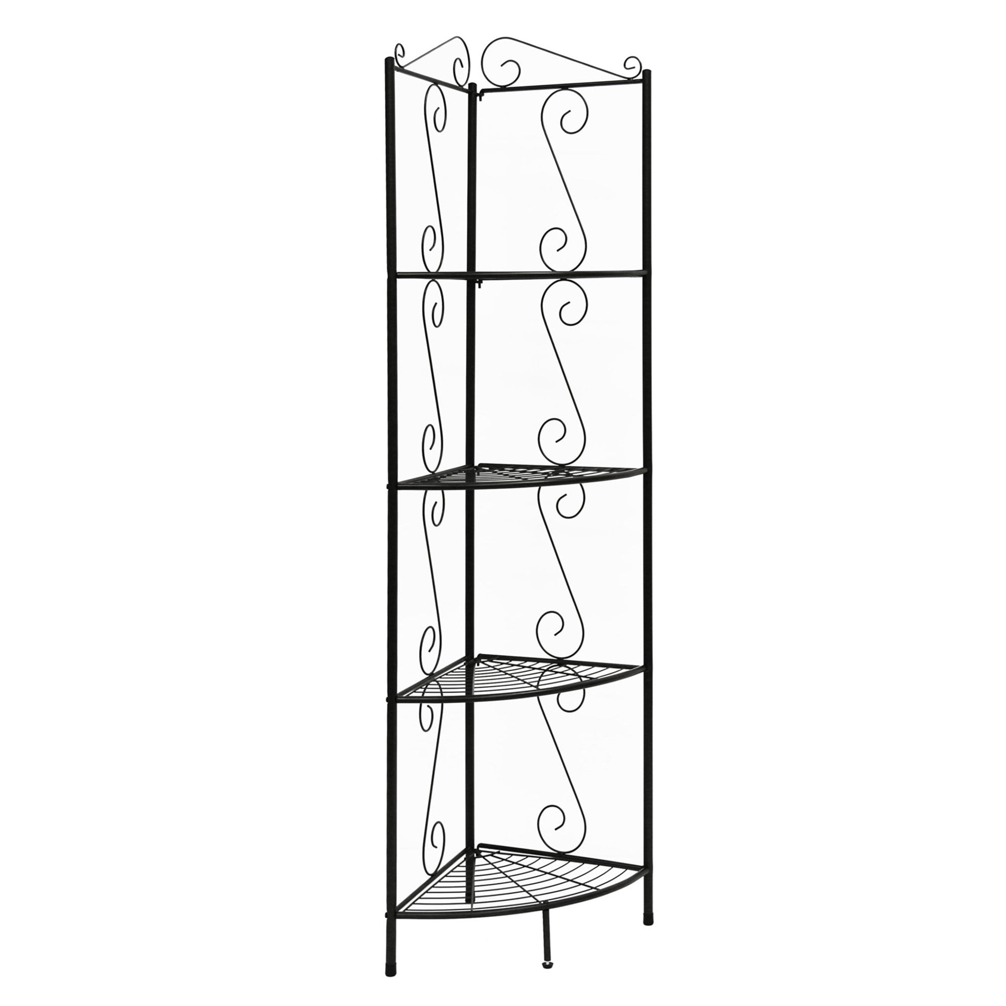 Monarch Specialties Bookshelf, Bookcase, Etagere, Corner, 4 Tier, 70"H, Office, Bedroom, Brown Metal