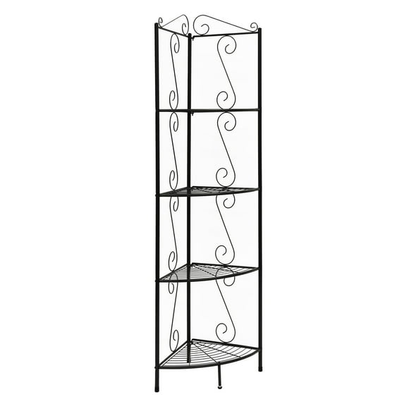 Monarch Specialties Bookshelf, Bookcase, Etagere, Corner, 4 Tier, 70"H, Office, Bedroom, Brown Metal