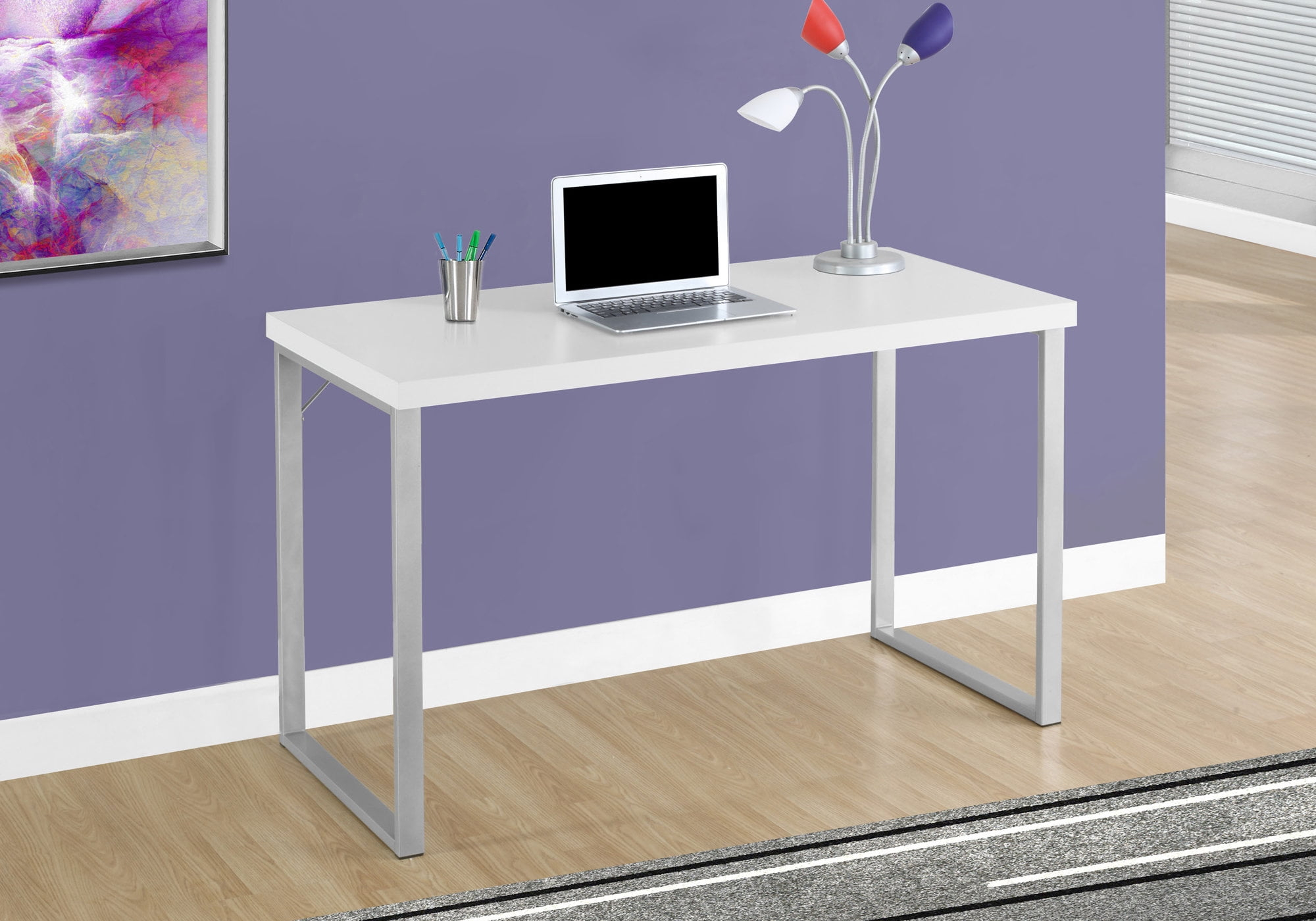 Monarch Specialties Computer Desk - 48"L, White, Silver Metal