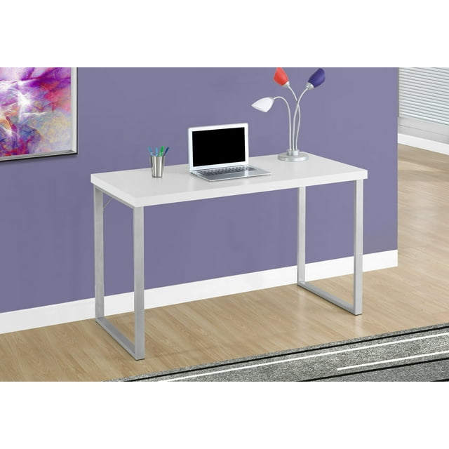 Monarch Specialties Computer Desk - 48"L, White, Silver Metal